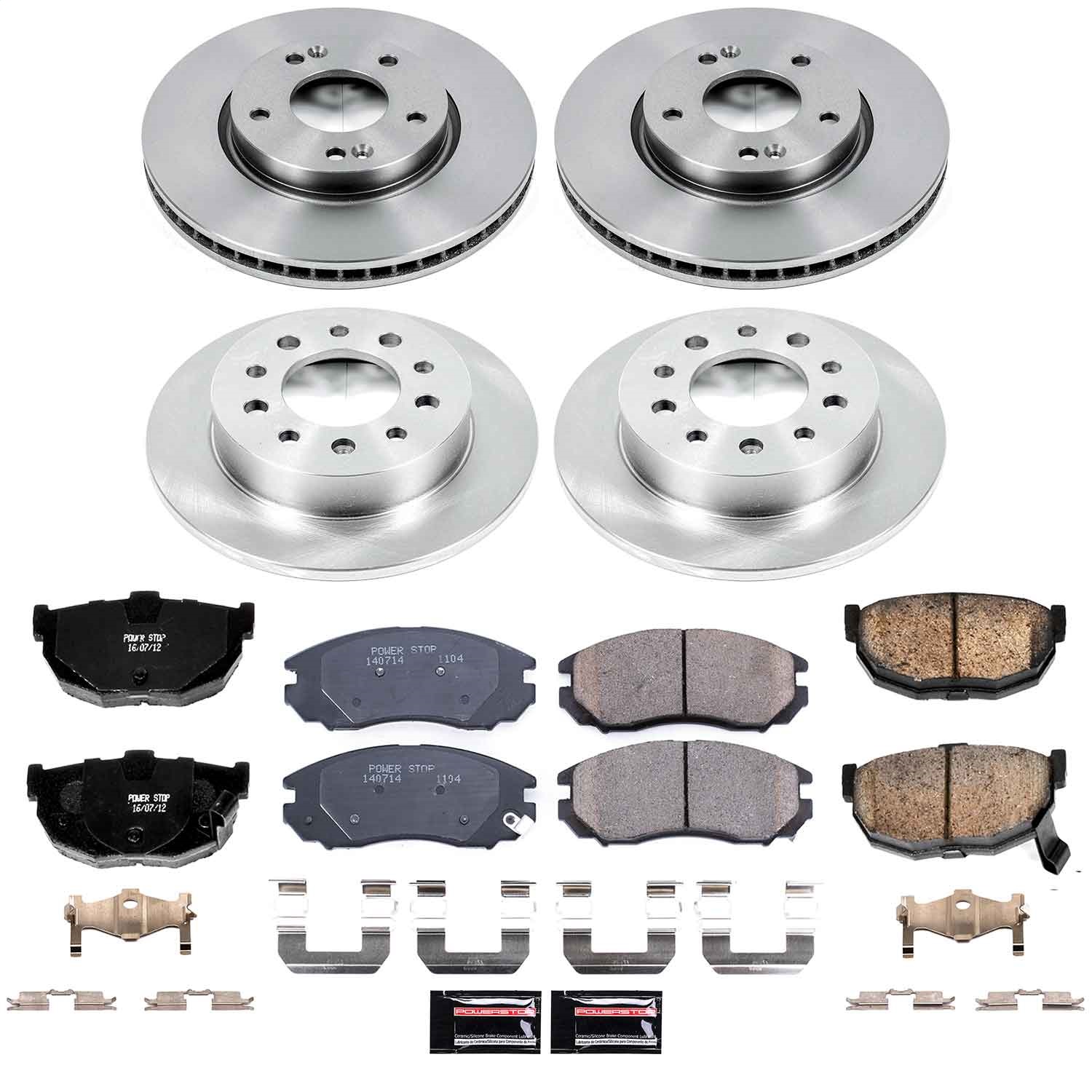 Power Stop - KOE164 - Front and Rear - Disc Brake Pad and Rotor Kit