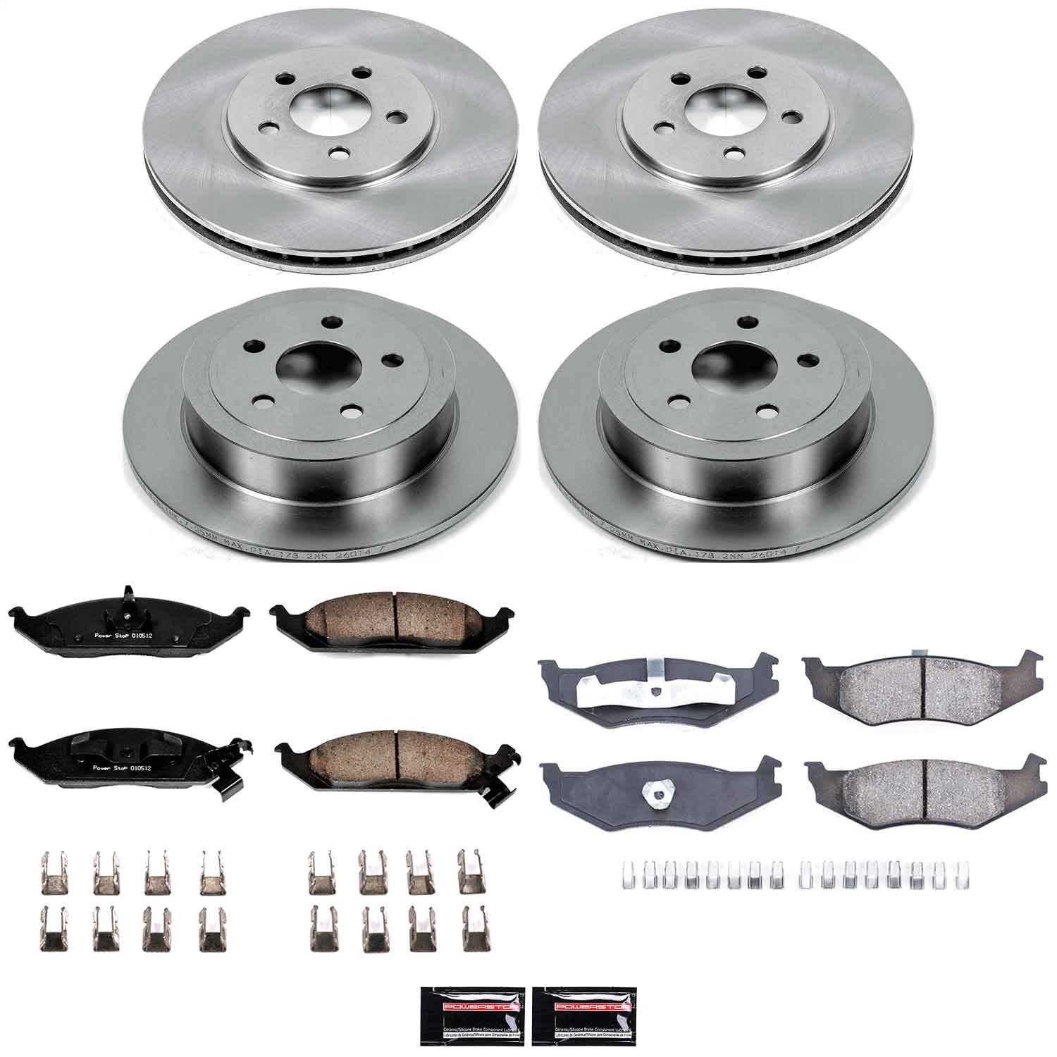 Power Stop - KOE1680 - Front and Rear - Disc Brake Pad and Rotor Kit