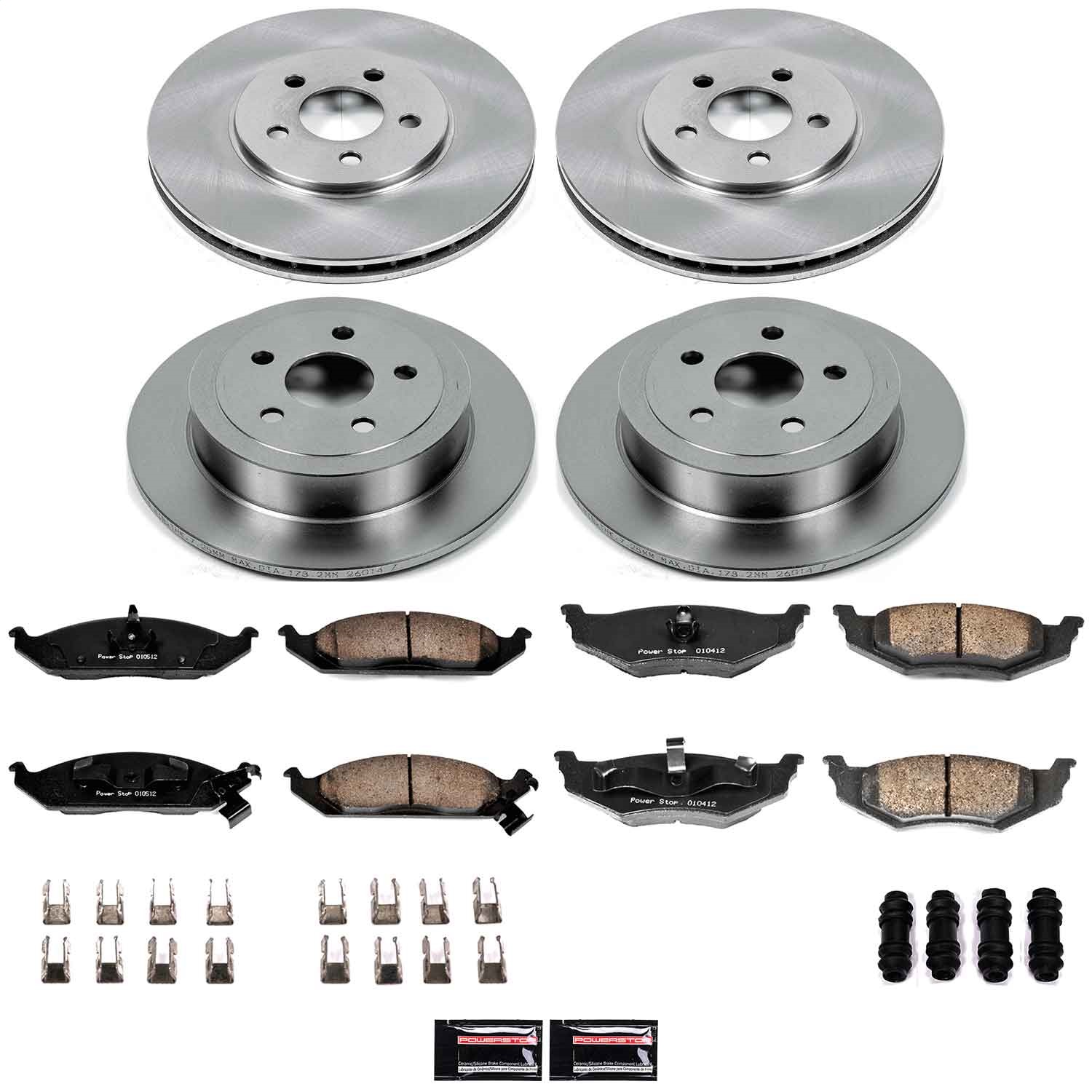 Power Stop - KOE6265 - Front and Rear - Disc Brake Pad and Rotor Kit