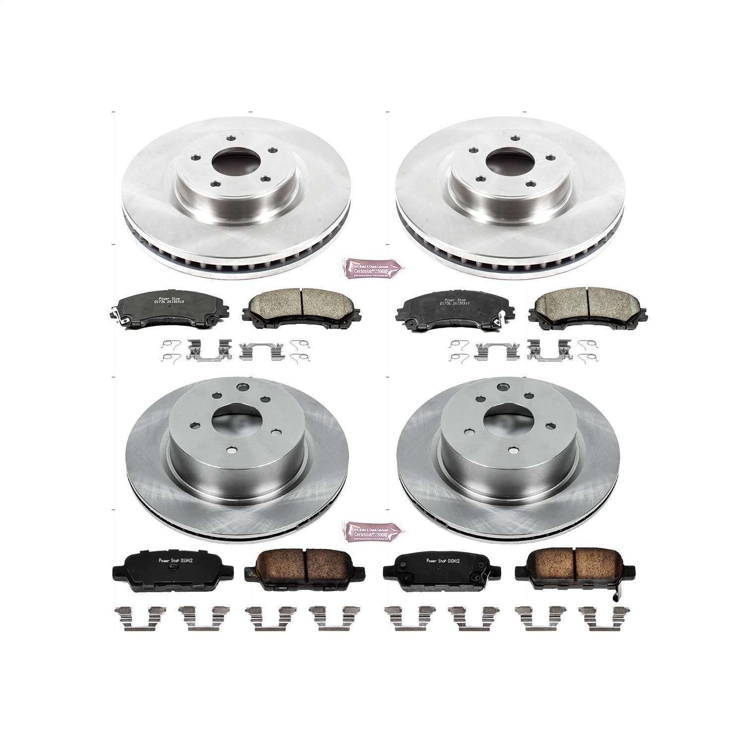 Power Stop - KOE7584 - Front and Rear - Disc Brake Pad and Rotor Kit