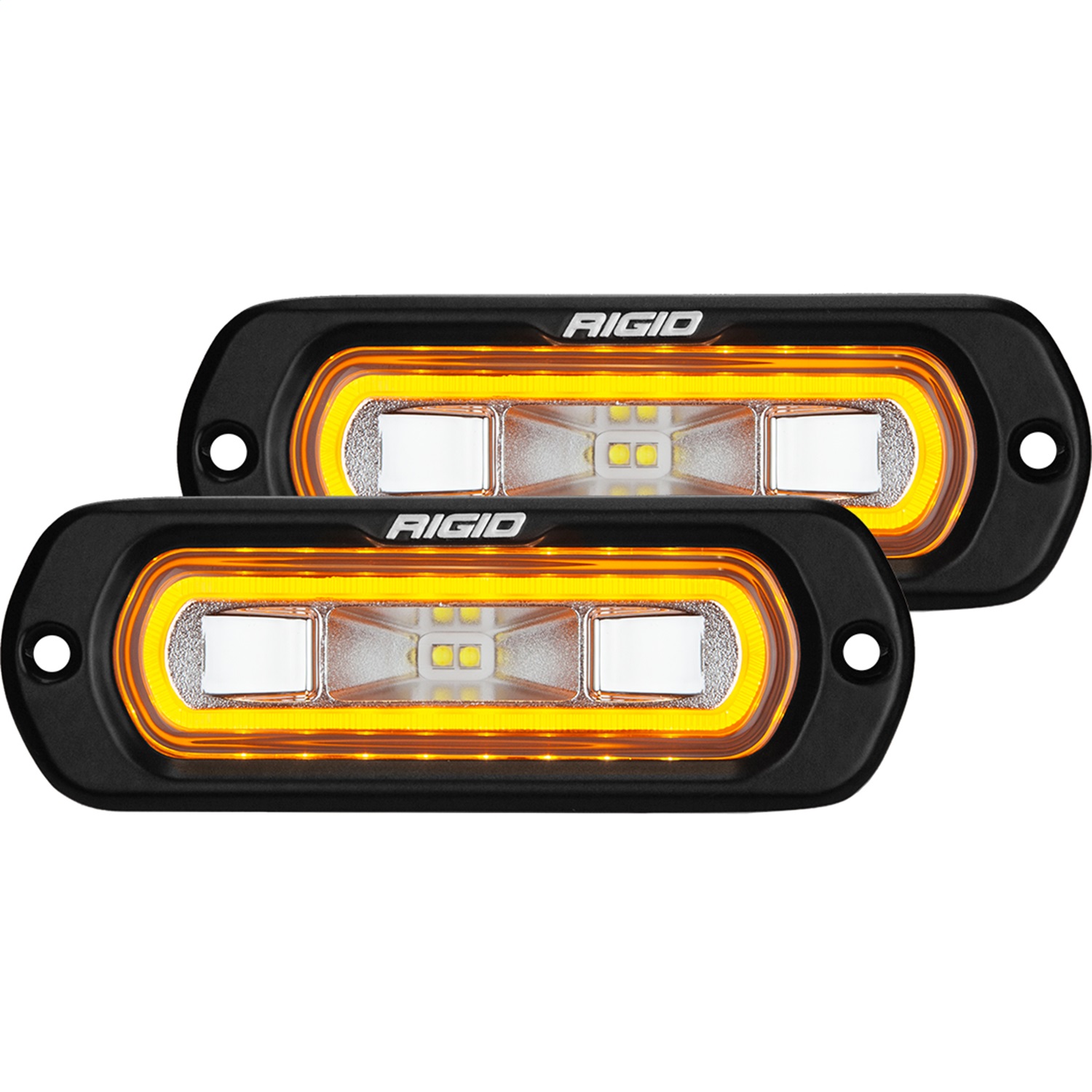 Rigid Industries SR-L Series Flush Mount LED Spreader Pair w/ Amber Halo