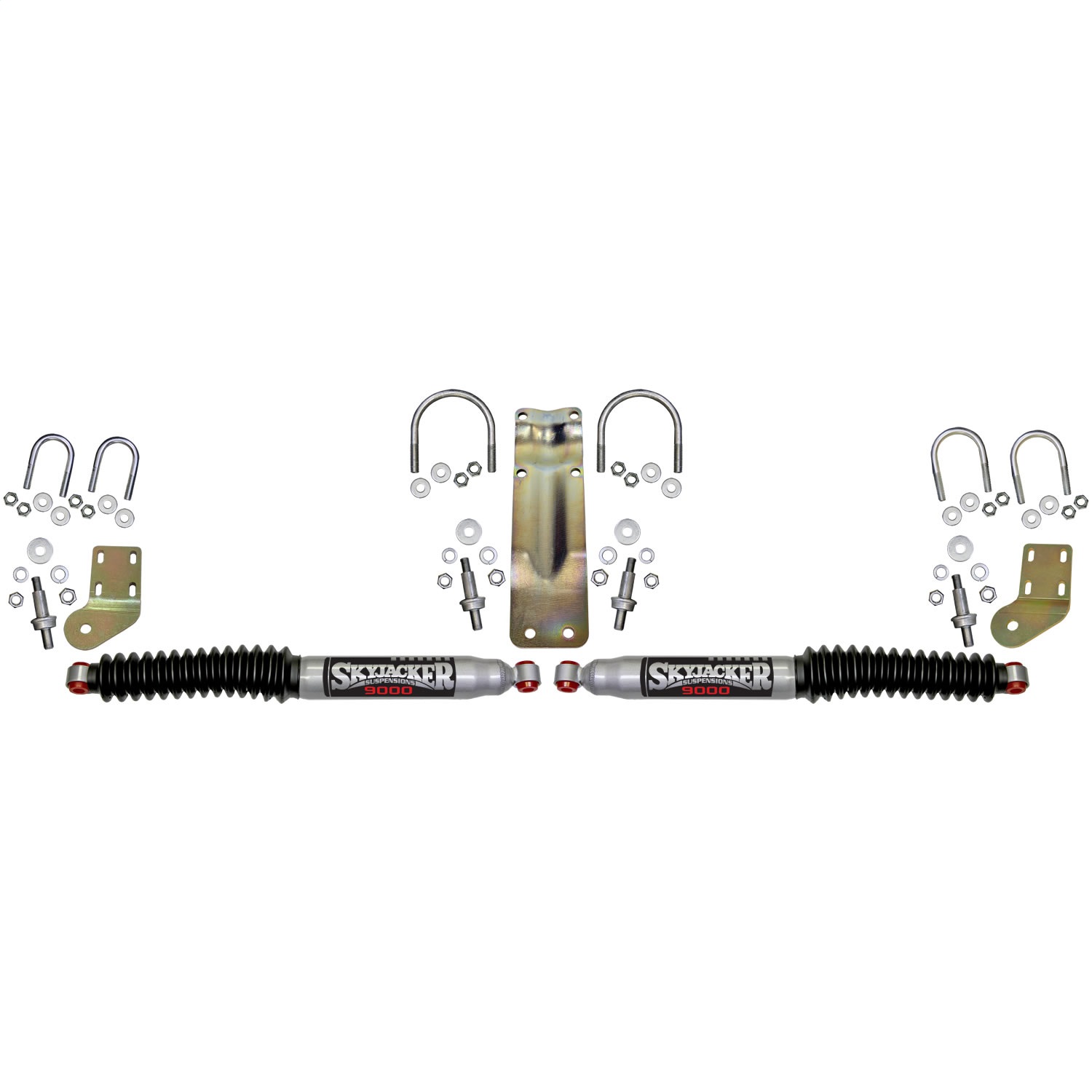 Skyjacker Steering Stabilizer Dual Kit Silver w/Black Boots