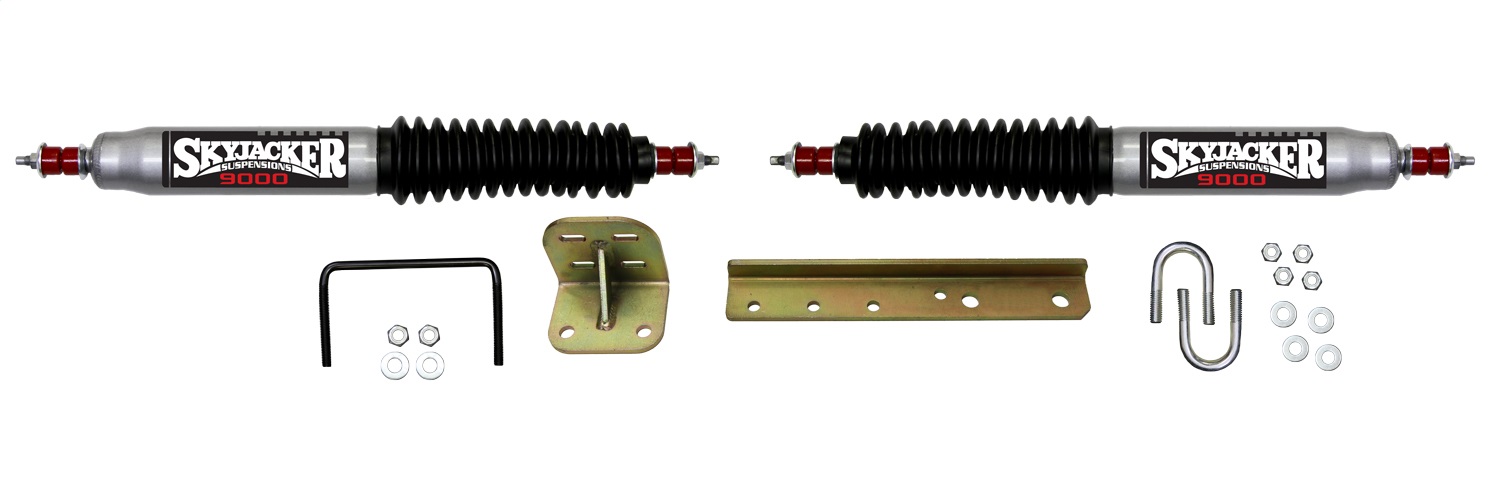 Skyjacker Steering Stabilizer Dual Kit w/o OEM Location Silver w/Black Boots
