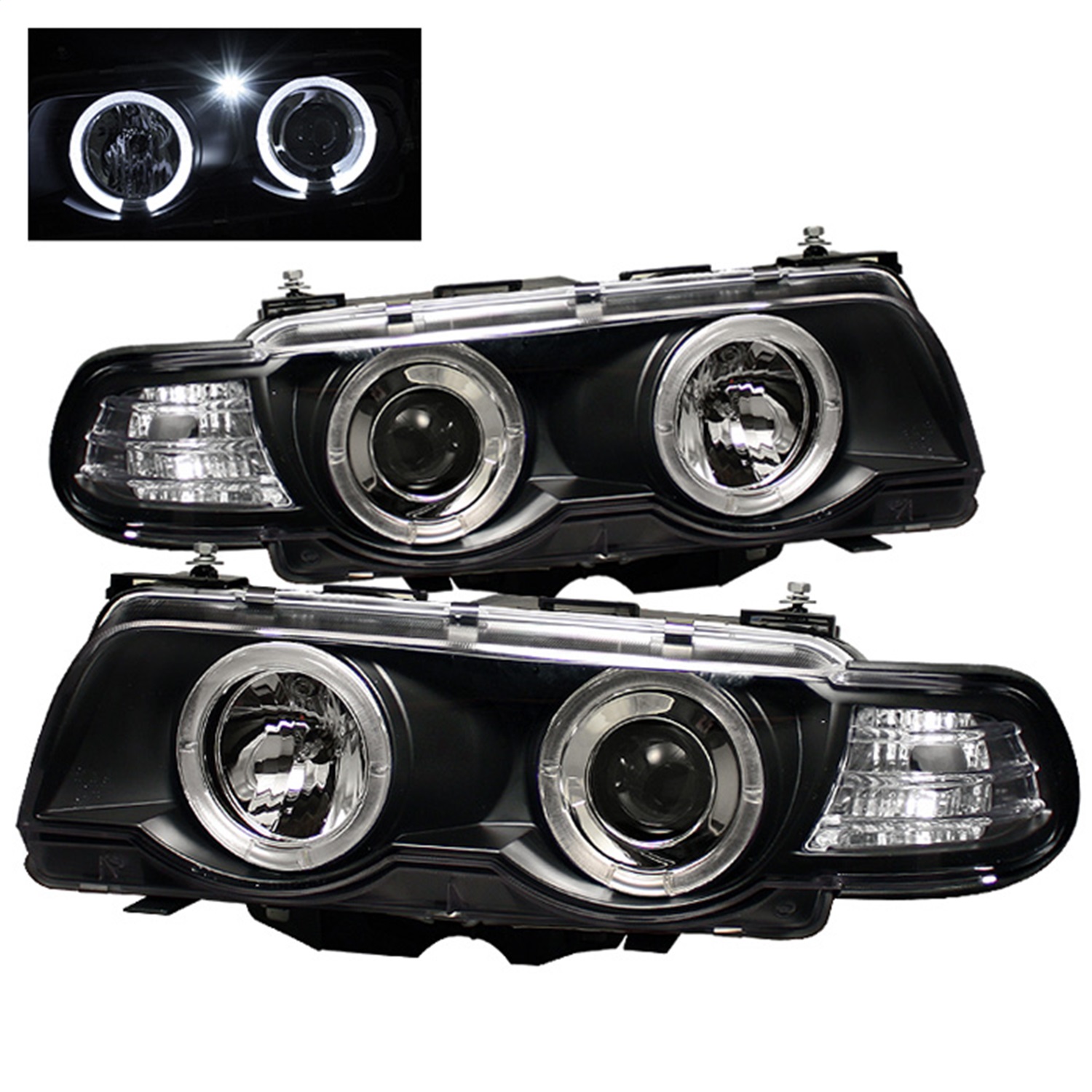 Spyder Auto 5008862 Halo Amber Projector Headlights Fits 99-01 740i 740iL 750iL