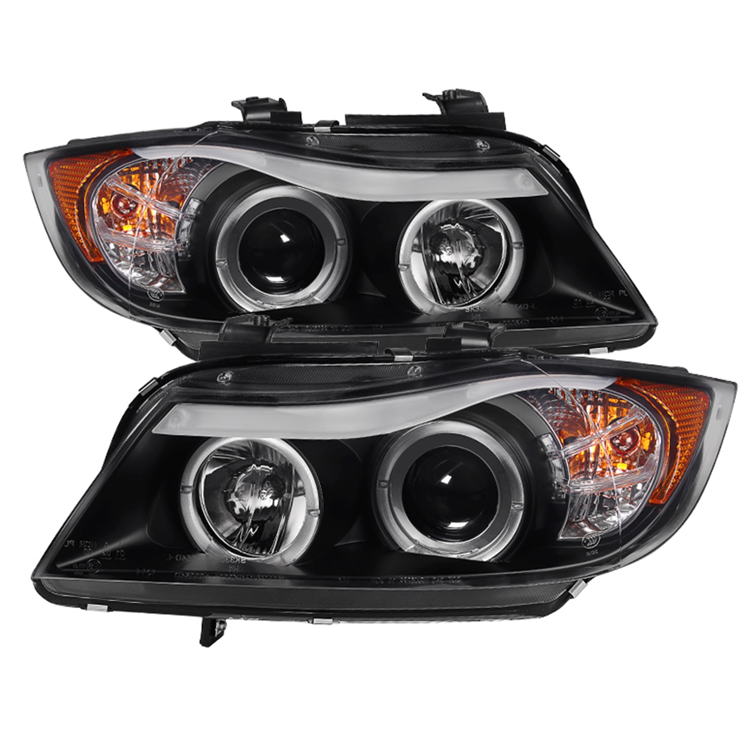 Spyder Fit BMW E90 3-Series 06-08 4DR Projector Headlights - LED Halo - Black