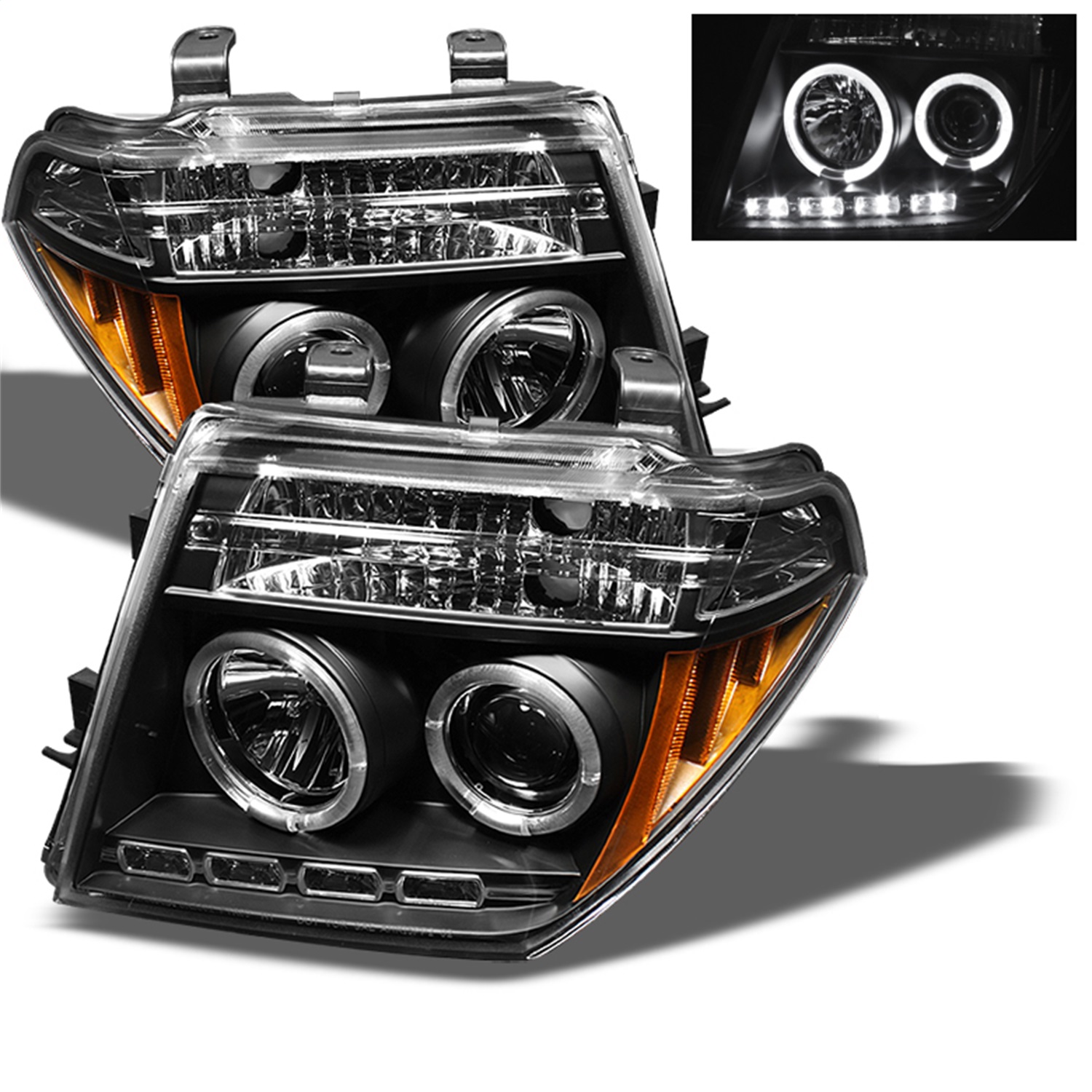 Spyder Frontier 05-08 / Pathfinder 05-07 Projector Headlights -LED Halo- Black