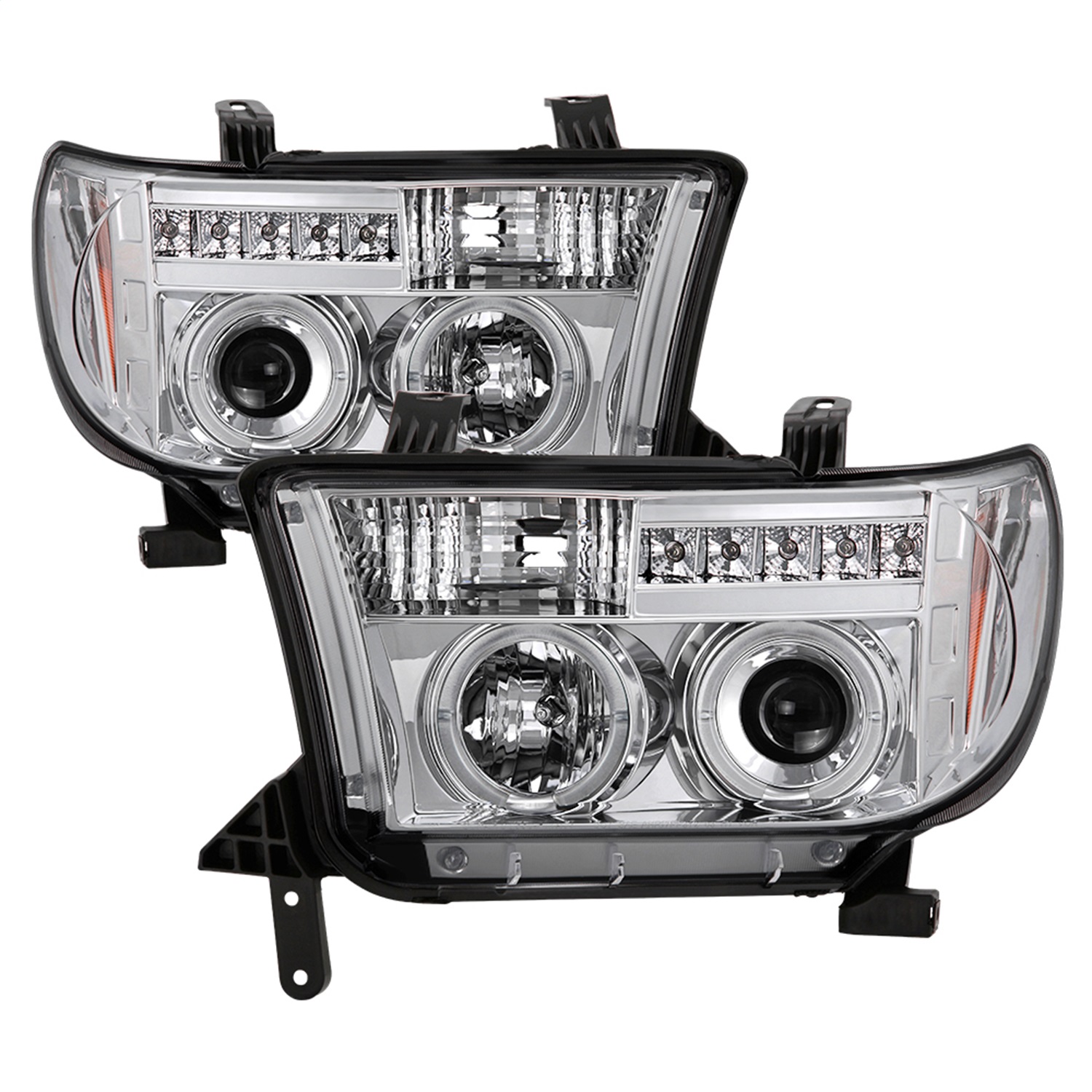 Spyder Fit Tundra 07-13 / Sequoia 08-13 Projector Headlights  LED Halo-Chrome