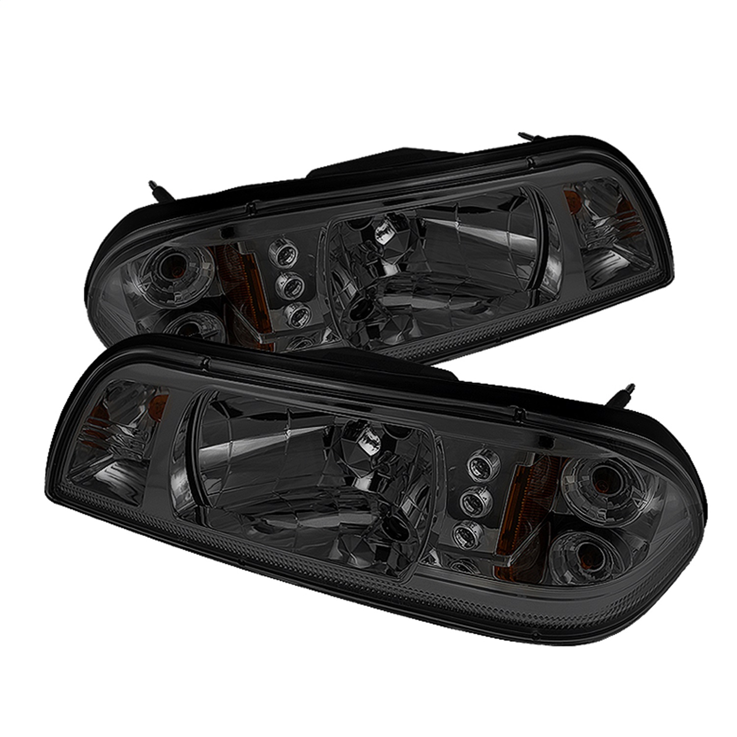 Spyder Crystal Headlights, Fits Ford Mustang 87-93 1PC LED ( Replaceable LEDs )