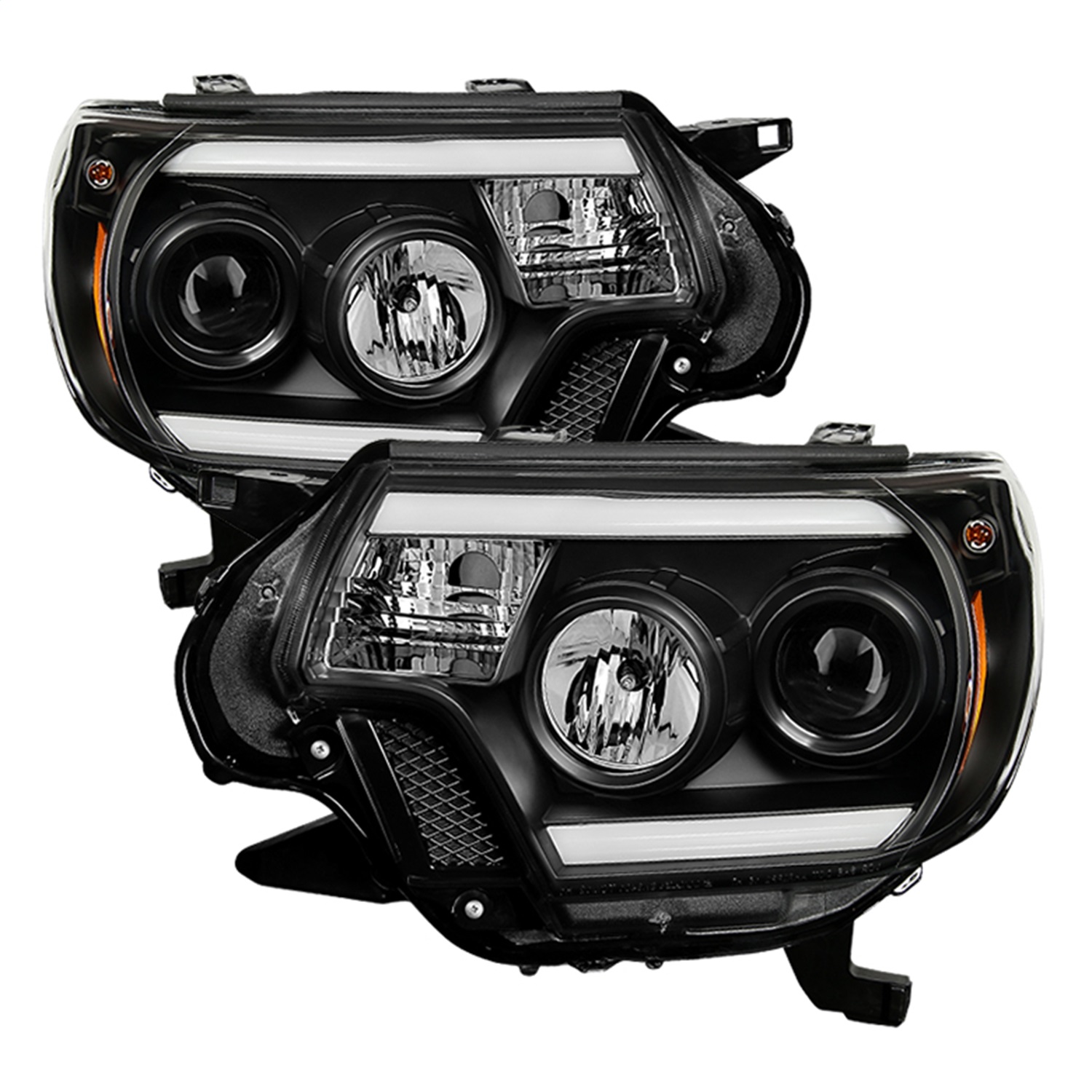 Spyder Fit Toyota Tacoma 12-16 Projector Headlights - Light Bar DRL - Black