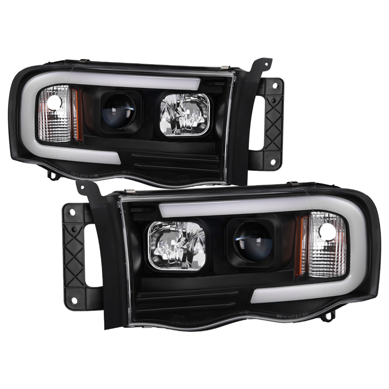 Spyder Fit 02-05 Dodge Ram 1500 Light Bar Projector Headlights - Black