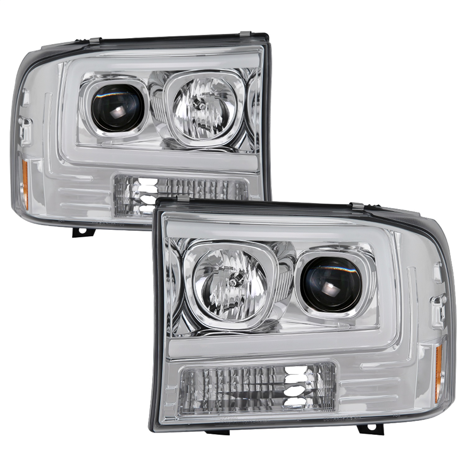 Spyder Fit 99-04 Ford F-250 Super Duty Light Bar Projector Headlights - Chrome
