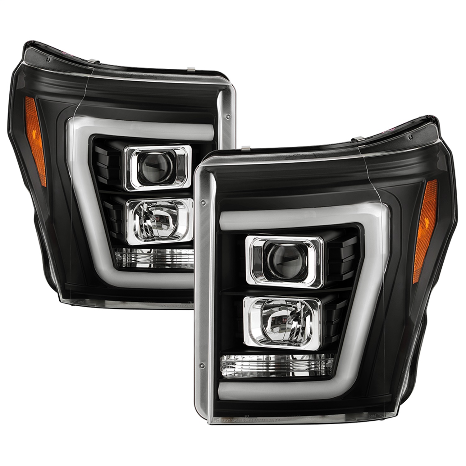 Spyder Fit Ford F250/350/450 11-16 V2 High-Power LED Headlights-White Light Bar