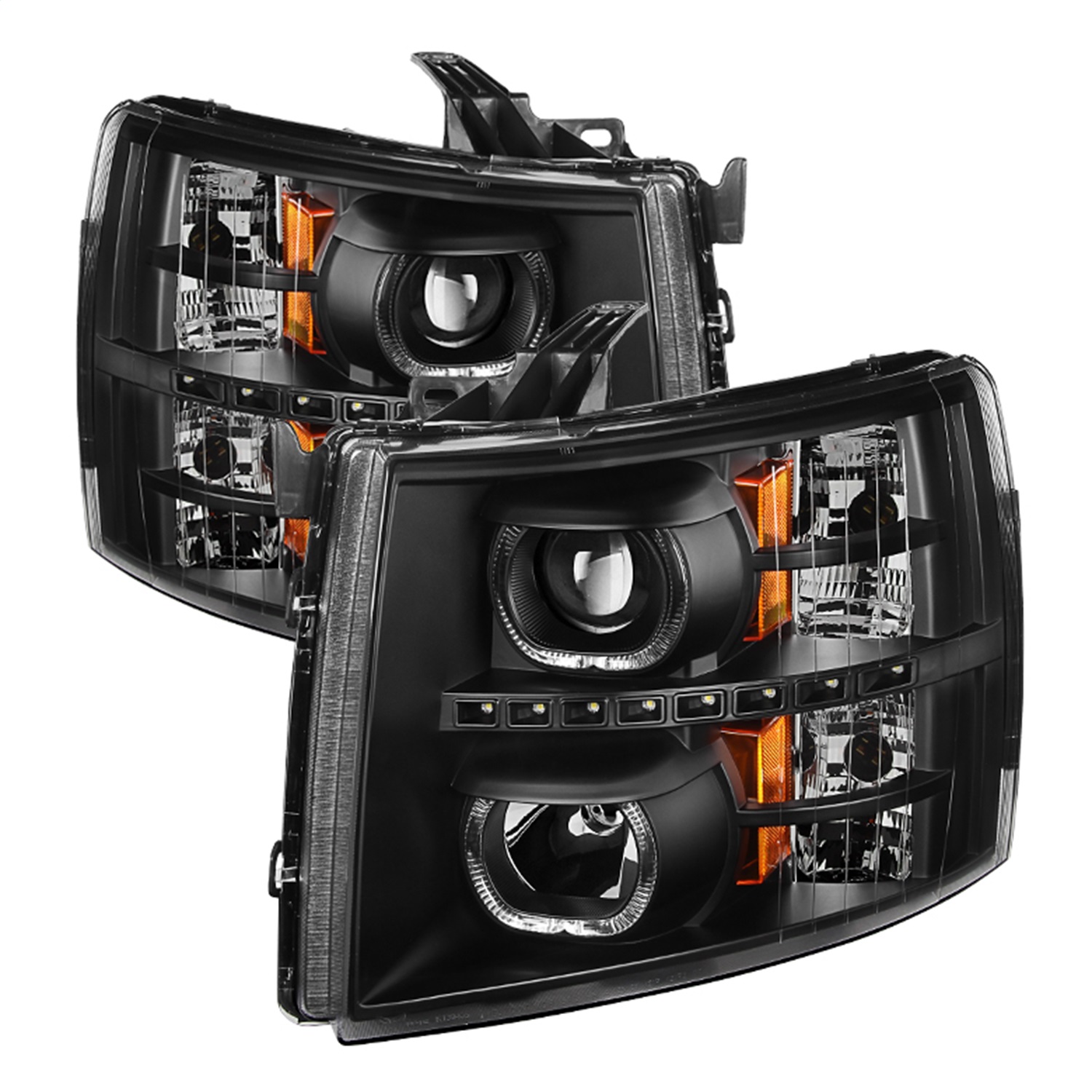 xTune Fits Silverado 1500/2500/3500 07-13 LED Halo Projector Headlights Black