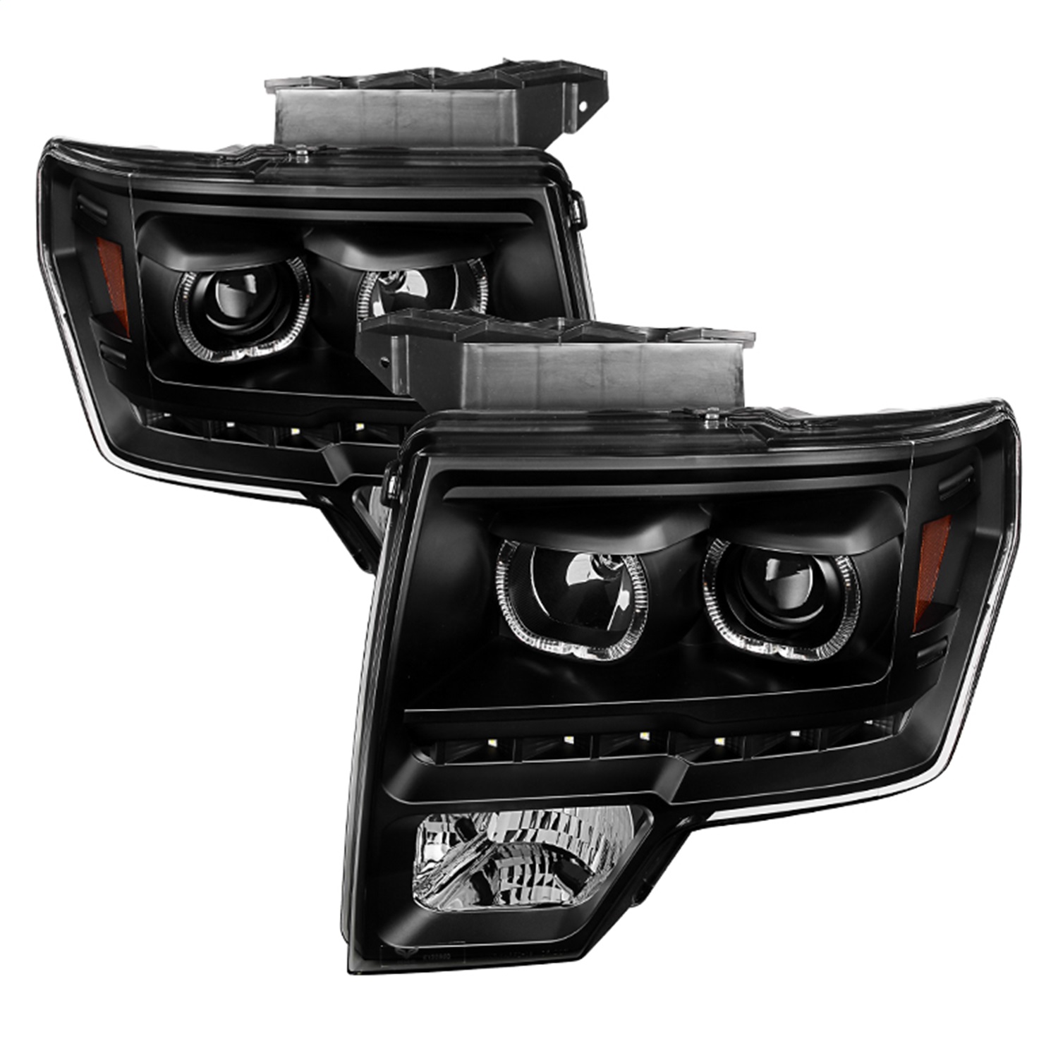 xTune Fits F150 09-14 Projector Headlights Halogen Model Only LED Halo Black