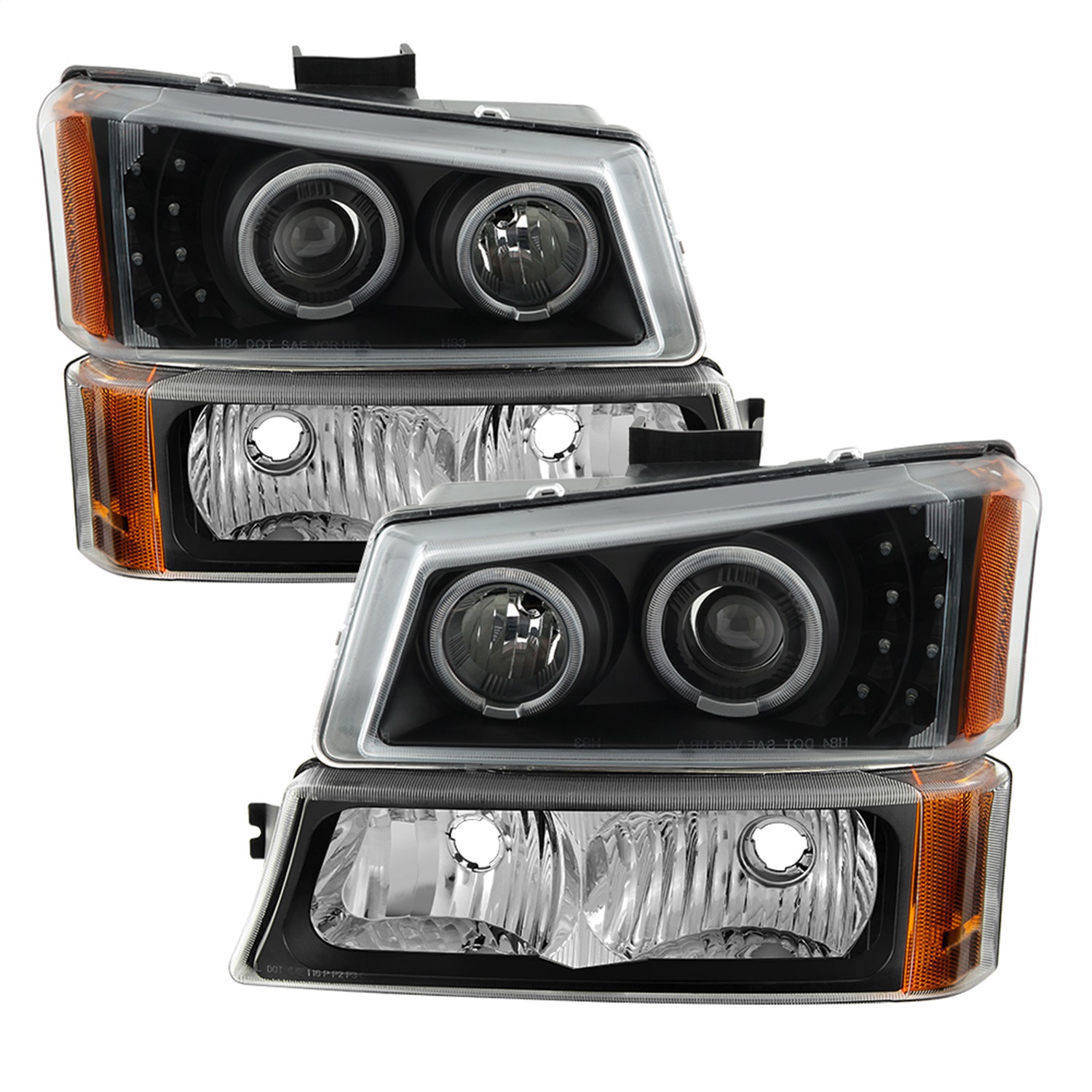 xTune Fits Silverado 03-06 Projector Headlights 4pcs - LED Halo