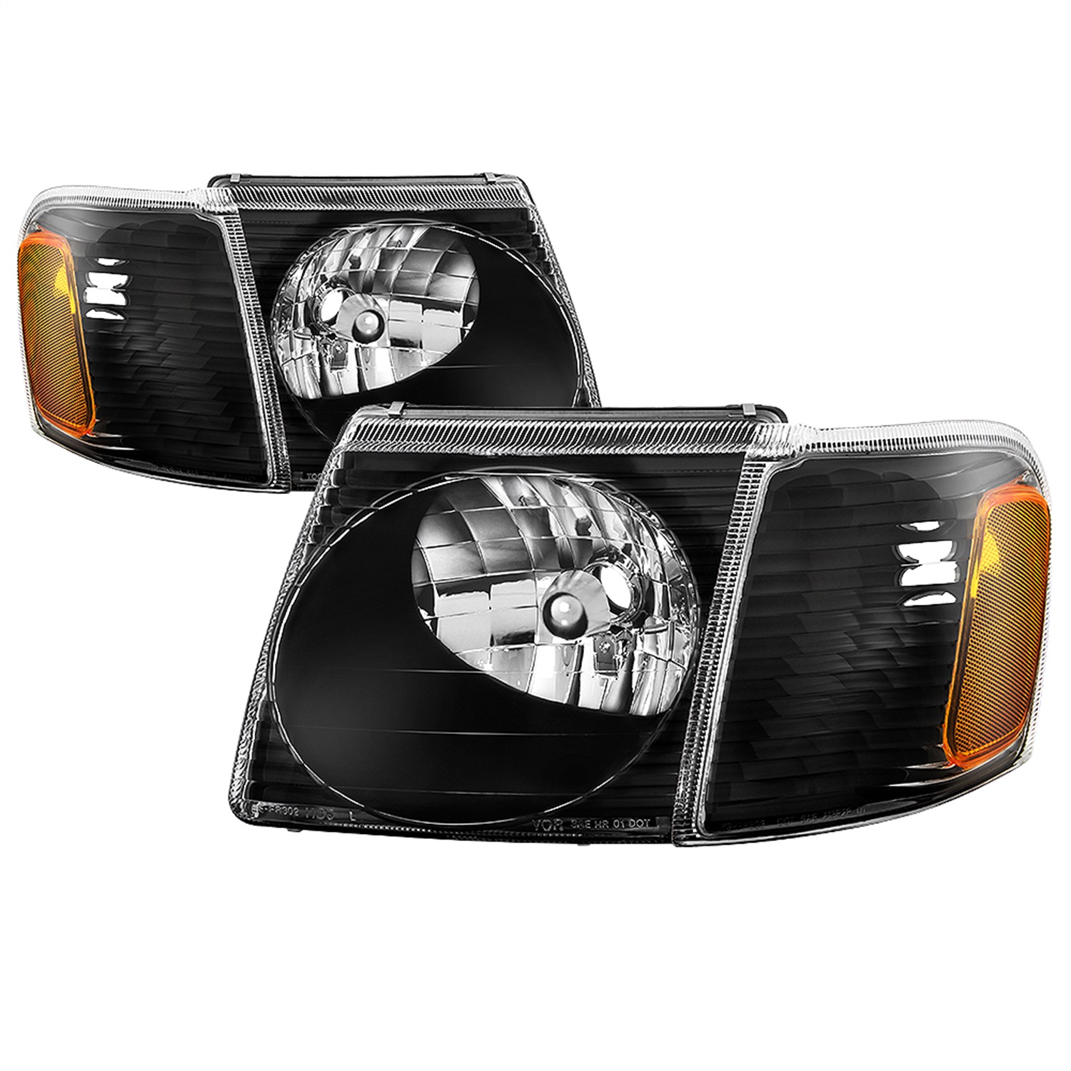 xTune Fit 01-03 Ford Explorer Sport 4pc OEM Style Headlights w/Corner - Black
