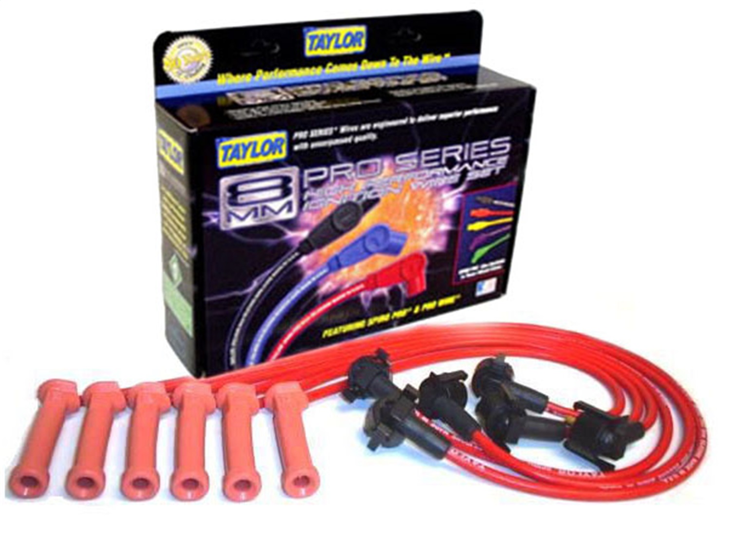 Taylor 74028 Spark Plug Wire Set 8mm Spiro-Pro Custom 8 Cyl Black